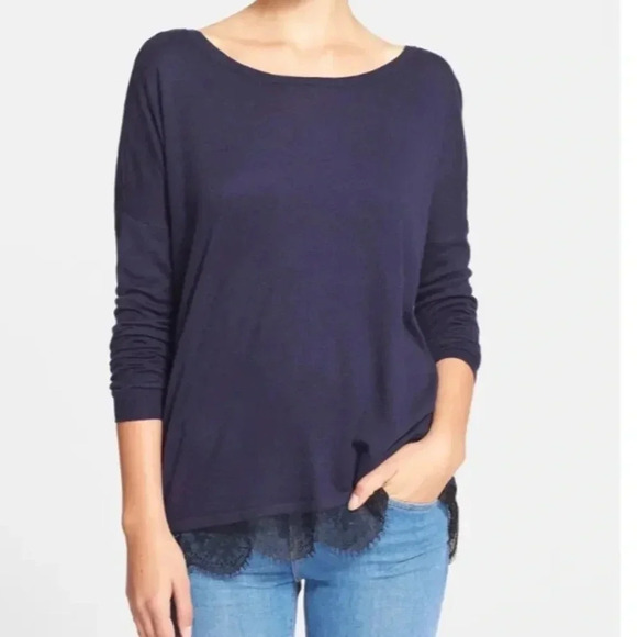 JOIE EUC Yael Eyelash Lace Hem Boxy Sweater - Picture 2 of 10